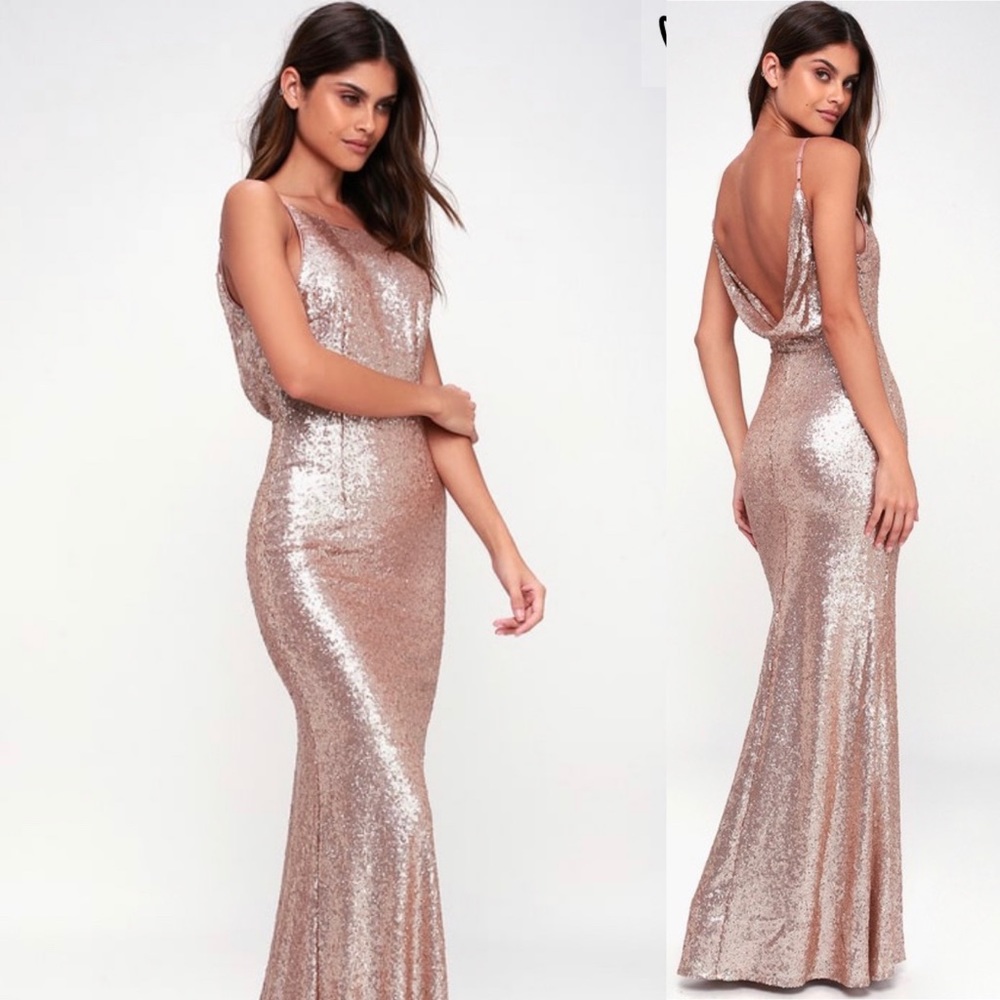 Lulu’s Champagne Sequin Dress